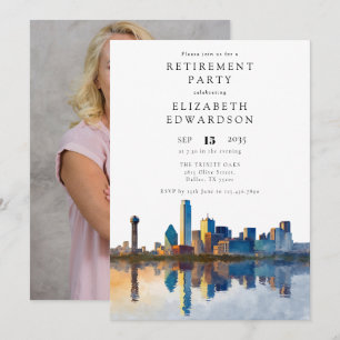 Invitation Photo de fête de retraite sur la skyline de Dallas