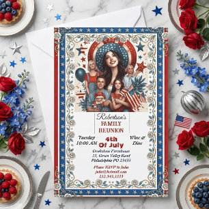 Invitation Photo de fête de réunion de famille avec vin et dî