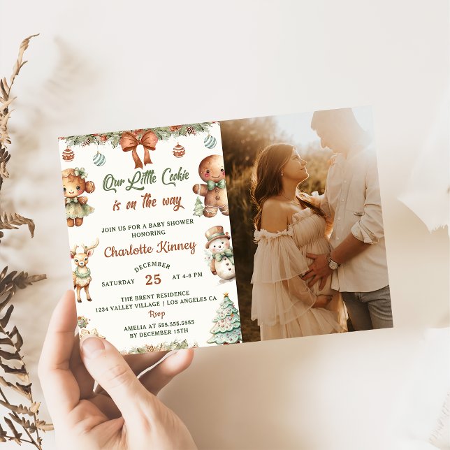 Invitation Photo de fête du Baby shower de Noël Cookies (Créateur téléchargé)