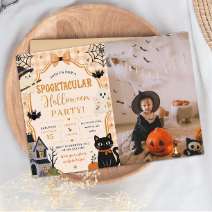 Invitation Photo de fête fantôme mignon Spooktacular Hallowee