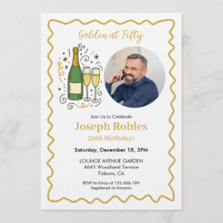 Invitation Photo de fête Golden at Fifty pour 50e anniversair