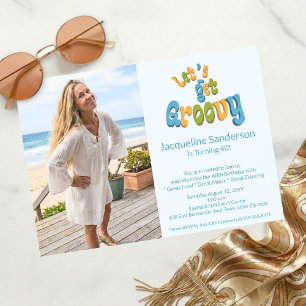 Invitation Photo de fête rétro Let's Get Groovy pour 60e anni