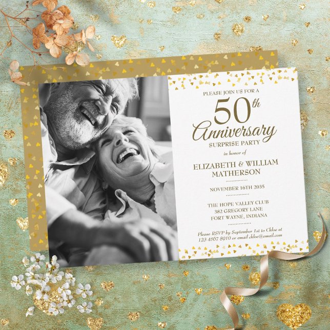 Invitation Photo de fête surprise d'anniversaire de 50 ans (Créateur téléchargé)