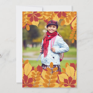 Invitation photo de Feuilles rustiques Red and Gol