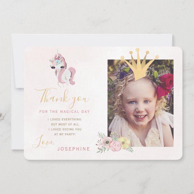 Invitation Photo de fille avec couronne de princesse rose et  (Devant)