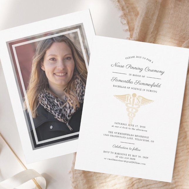 Invitation Photo de fin d'études 2025 Cérémonie d'épingle des (Graduation Photo 2025 Nurse Pinning Ceremony Invitation)