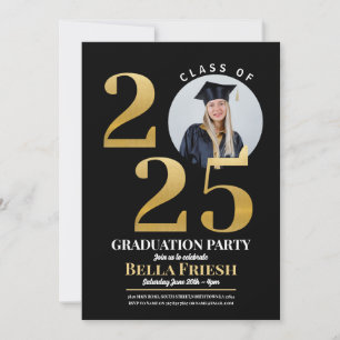 Invitation Photo de fin d'études 2025 Gold Black