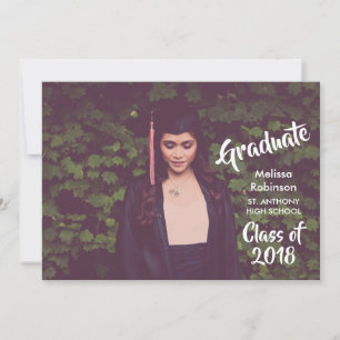 Invitation Photo de fin d'études avec Font Party tendance