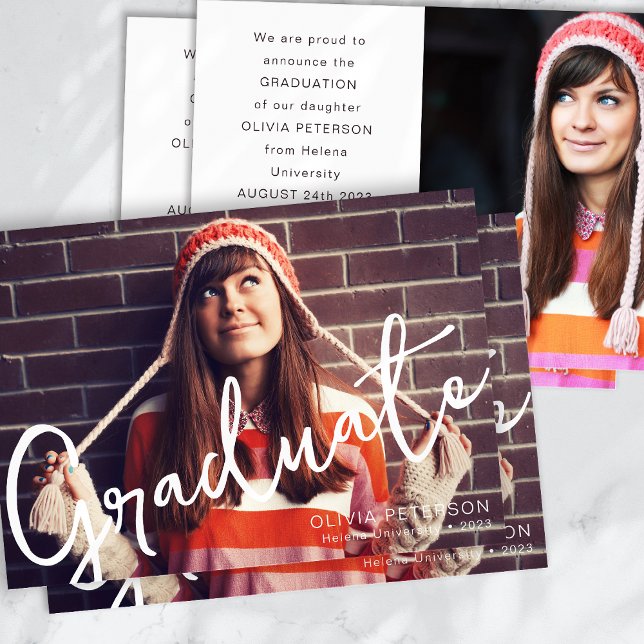 Invitation Photo de fin d'études en calligraphie (Créateur téléchargé)