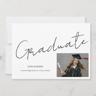 Invitation Photo de fin d'études minimale pour diplômés du ly
