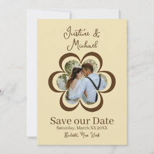 Invitation Photo de fleur rétro jaune Enregistrer la date de 
