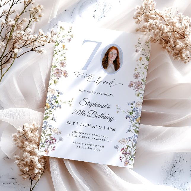 Invitation Photo de fleur sauvage pour 70e anniversaire (Créateur téléchargé)