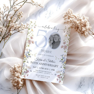 Invitation Photo de fleurs sauvages 50e anniversaire