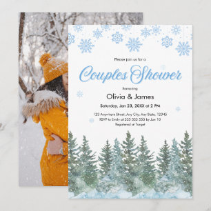 Invitation Photo de flocons de neige de pin pour couples de d