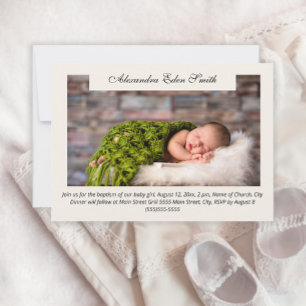 Invitation Photo de garçon ou fille moderne Baptême religieux