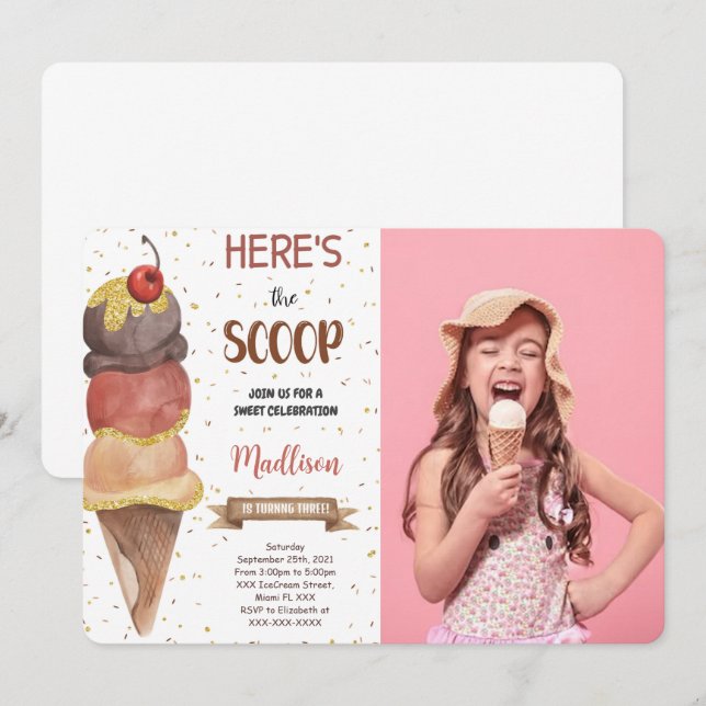 Invitation photo de glace modifiable (Devant / Derrière)