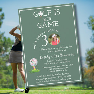 Invitation Photo de golf de dame élégante pour fête d'anniver