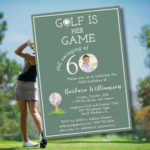 Invitation Photo de golf de dame élégante pour fête d'anniver