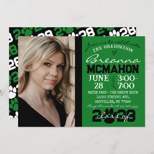 Invitation Photo de graduation de l'empreinte verte et noire