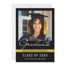 Photo de graduation moderne Black and Gold 2025