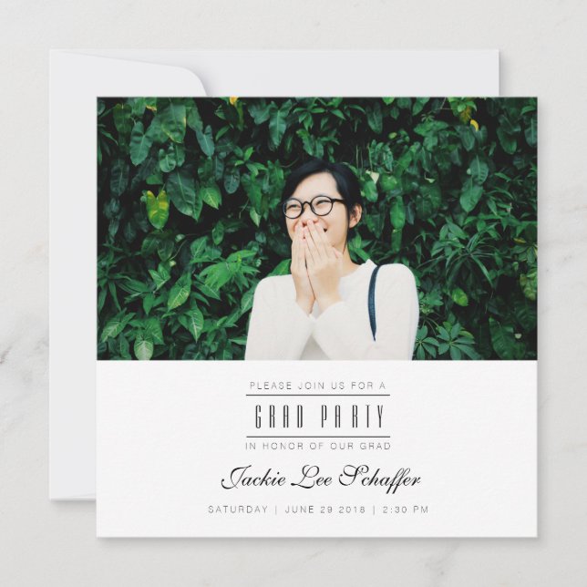 Invitation photo de graduation moderne et minimale (Devant)
