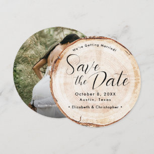 Invitation Photo de grain de bois Mariage rustique Enregistre