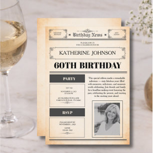 Invitation Photo de journal pour 60e anniversaire