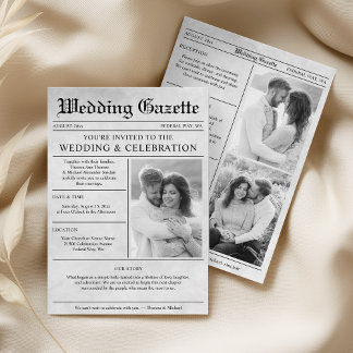 Invitation Photo de journal vintage élégant tout-en-un pour m