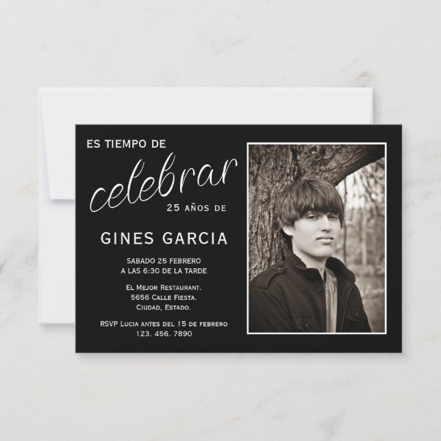 Invitation Photo de joyeux anniversaire espagnol (Devant)