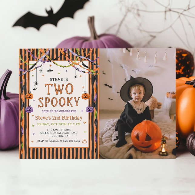 Invitation Photo de joyeux anniversaire Halloween effrayant e (Créateur téléchargé)