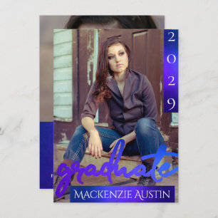 Invitation Photo de la 2e année Mermaid Ombre Blue Green Pa