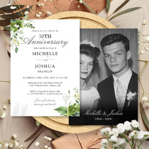 Invitation Photo de la 70e anniversaire de mariage avec feuil