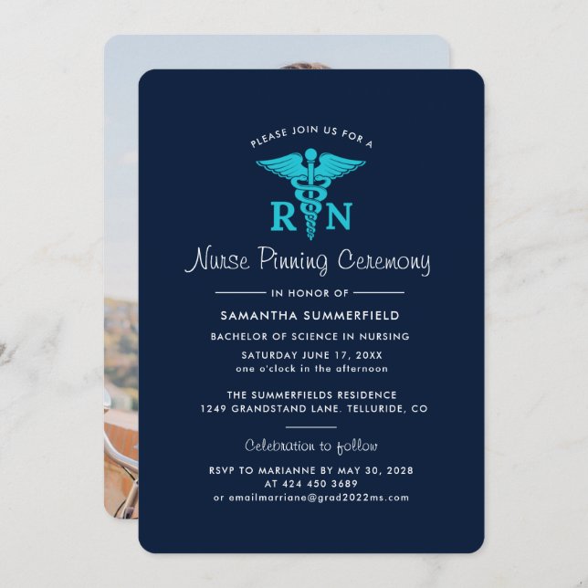 Invitation Photo de la cérémonie d'épinglage des infirmières  (Devant / Derrière)