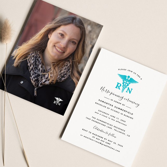 Invitation Photo de la cérémonie d'épinglage des infirmières  (2024 Nurse Pinning Graduation Ceremony Invitation)