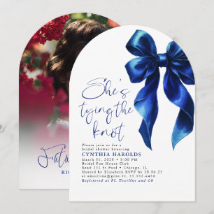 Invitation Photo de la douche de mariée avec un nœud bleu
