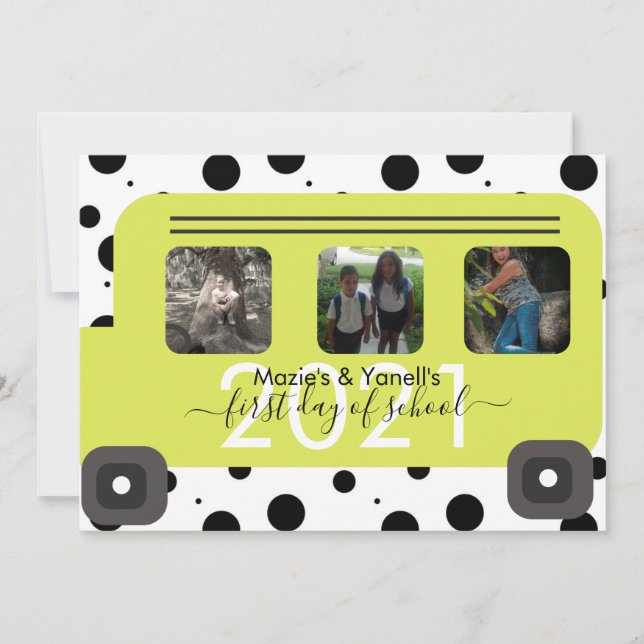 Invitation Photo de la fenêtre du bus du premier jour de l'éc (Devant)