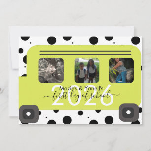 Invitation Photo de la fenêtre du bus du premier jour de l'éc