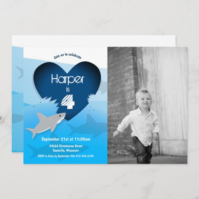 Invitation photo de la fête d'anniversaire du requ (Devant / Derrière)