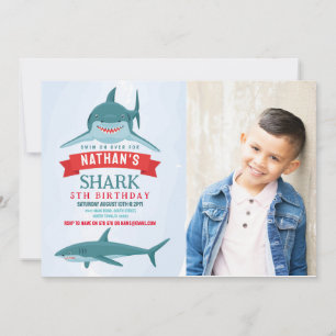 Invitation Photo de la fête d'anniversaire du requin