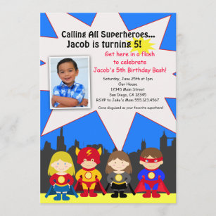 Anniversaire Super Heros Invitations Faire Part Cartes Zazzle