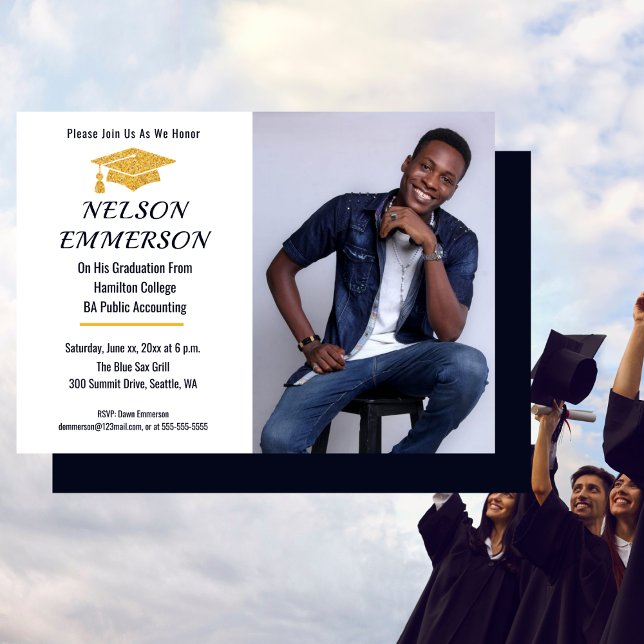 Invitation Photo de la fête de fin d'études (Photo Graduate Celebration Party Invitation)
