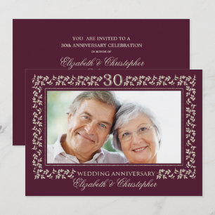 Invitation Photo de la fête du 30e anniversaire de mariage