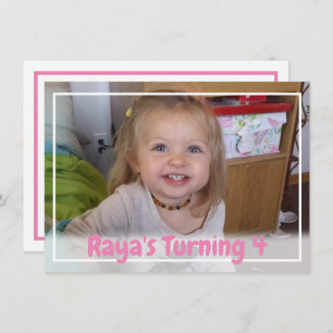 Invitation Photo de la fille rose personnalisée Anniversaire