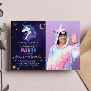 Invitation photo de la licorne magique de bois d'o