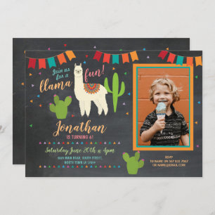 Invitation photo de la Llama Birthday Party Cactus