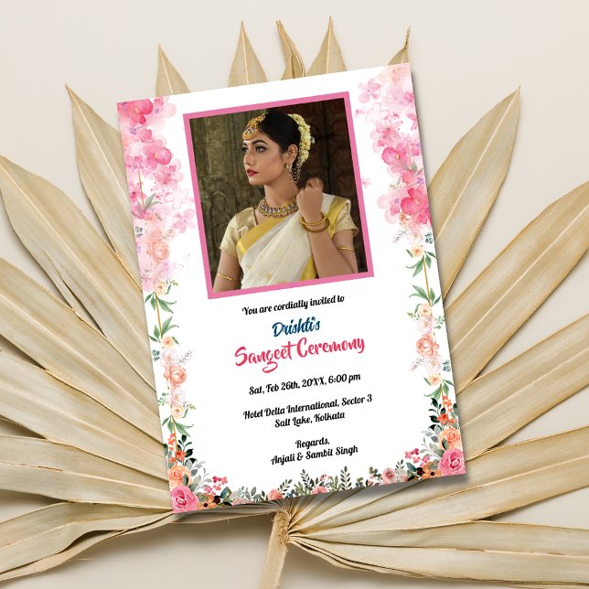 Invitation Photo de la mariée de la cérémonie de la sangeet a (Créateur téléchargé)
