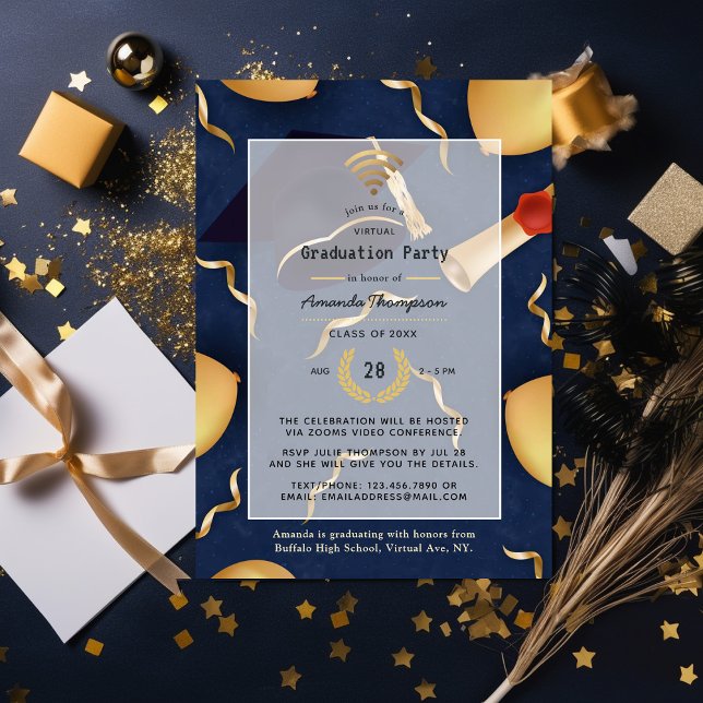 Invitation Photo de la partie de diplôme virtuel (Créateur téléchargé)