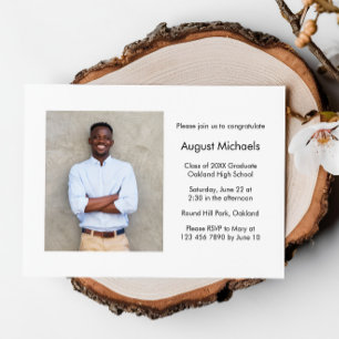 Invitation Photo de la partie de graduation minimaliste moder