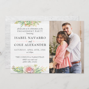 Invitation Photo de la partie de l'engagement réussi rustique