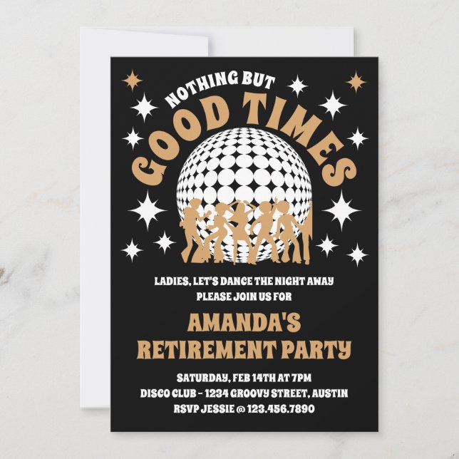 Invitation Photo de la partie de retraite noire Super de Good (Devant)